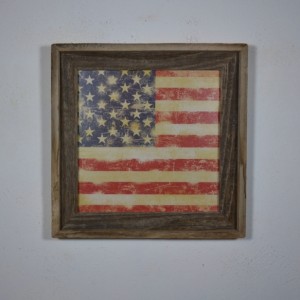 Rustic American Flag Print in Barnwood Frame