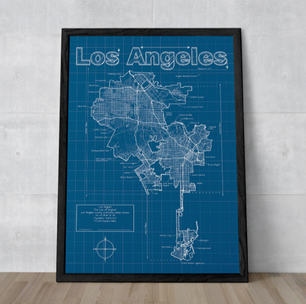 Los Angeles Blueprint Artistic Map