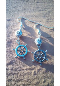 Nautical Earrings - Nautical Hanging Wheel Earrings