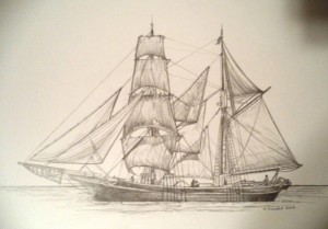 Nautical Home Decor - Nautical Sailboat Drawing