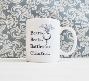 Unique Fathers Day Gifts - The Office Bears Beets Battlestar Galactica Coffee Mug Dwight schrute Funny - handcrafted - American Made - aftcra