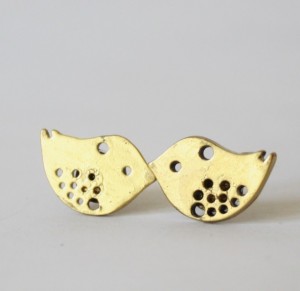 Christmas 2015 Gifts for Her - Little Gold Bird Post Earrings