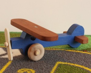 Christmas 2015 Gifts for Kids and Babies - Handcrafted Wooden Toy Blue Airplane