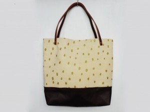 Unique Christmas 2015 Gifts - All Handmade and USA Made - Chic Glam and Hipster Gold Dot Hemp and Leather Tote Bag Diaper Bag Laptop Bag