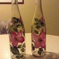 Homemade Gifts for the Holidays 01 Handpainted oil dispenser with pretty pink wild roses and green leaves