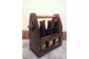 Jamie Cassidy of Voluntown Housewife - 3 Awesome Themed Gift Basket Ideas for Christmas 2015 Gift Ideas - Wood beer caddy, bridegroom gift