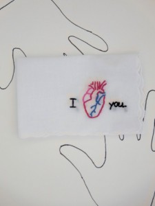 Valentines Gifts for Her - Handmade Gifts American Made Gift Ideas - Wife Gift - Girlfriend Gift - Embroidered Anatomical Heart Handkerchief by wrenbirdarts 01