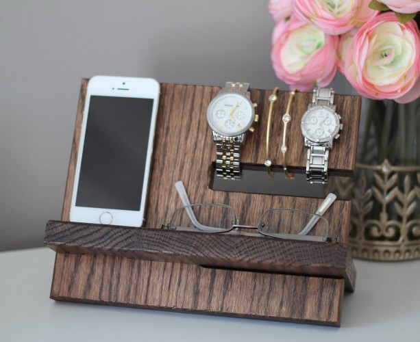 Valentines Gifts for Him Handmade Gifts American Made Gift Ideas Husband Gift Boyfriend Gift For Every Man Wooden iPhone and Watch Valet Organizer