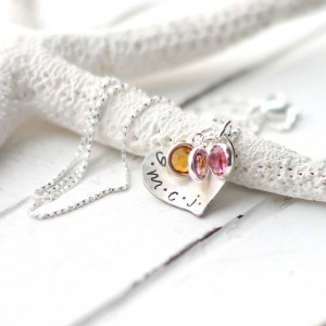 Handmade Mothers Day Gifts - Mother’s Initials Heart Necklace - Silver