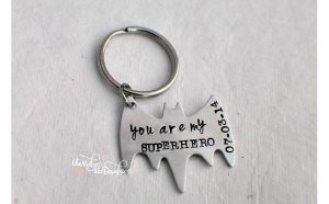 Men's Personalized Keychain - Personalized Hand Stamped Batman Keychain-Christmas-2015-Gifts-for-Him-Handmade-USA-Made-Gift-Ideas-For-Him