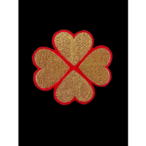 Genshin Impact RPG Inspired Iron On Red Gold Clover Applique’ Skirt and Hat Patch for Klee Cosplay